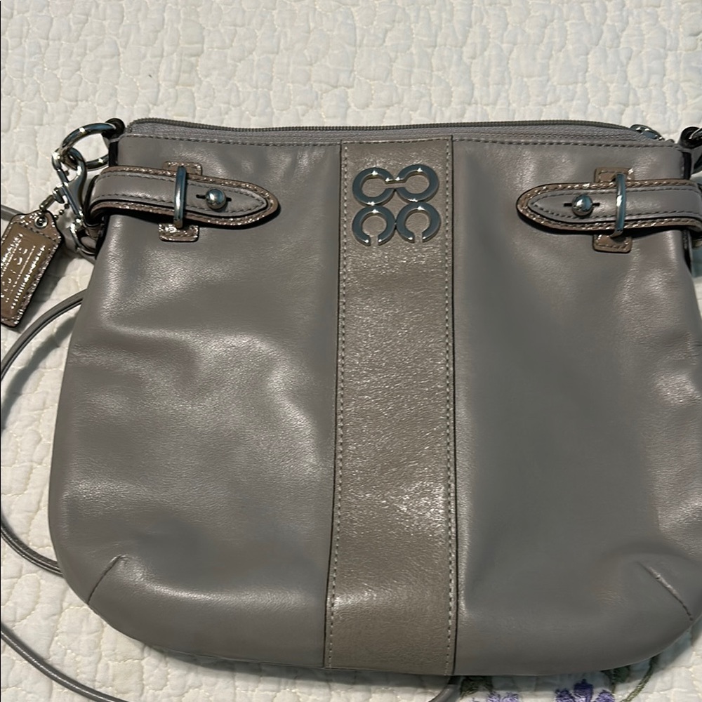 Gray Leather Crossbody Bag